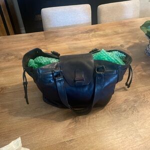 Black Leather Ferragamo Shoulder Bag